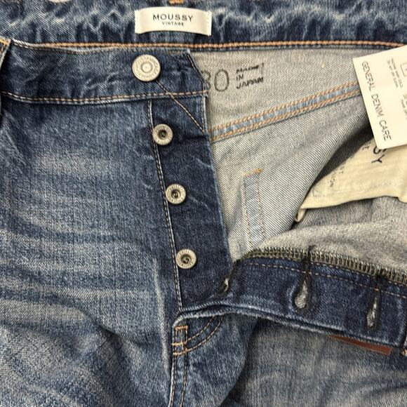 Moussy Vintage Straight Jeans Button Fly 30 Made in Japan New - Picture 4 of 5